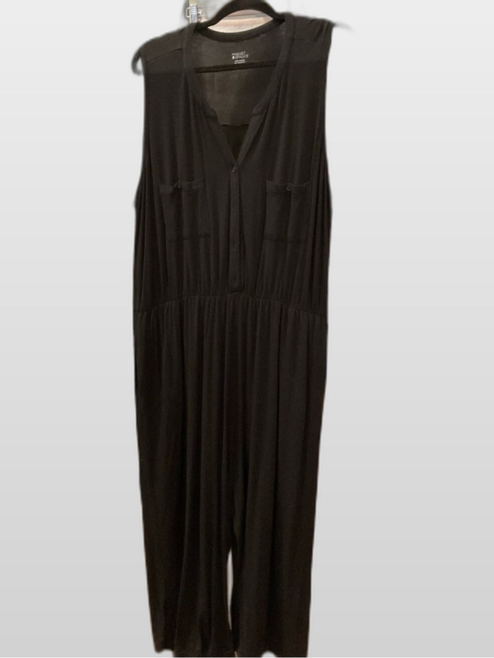 Market & Spruce Black Sleeveless V-Neck Jumpsuit | 2X | Plus Size